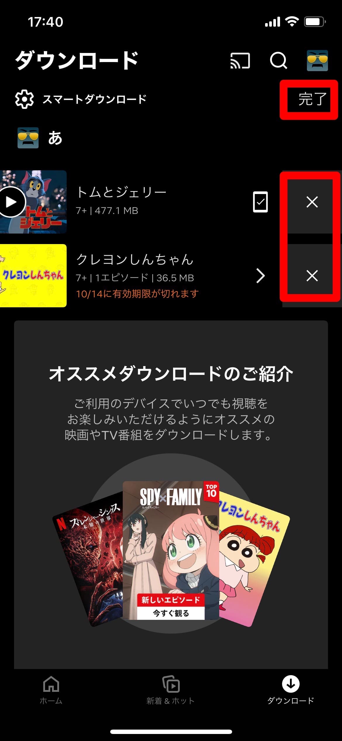 Netflix ダウンロード　削除