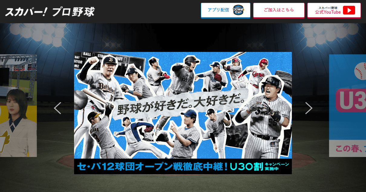 プロ野球中継　配信サービス