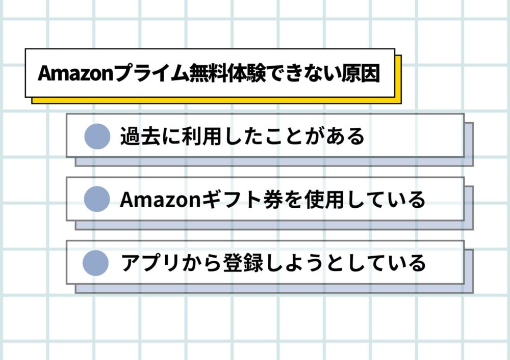 Amazonプライム無料体験できない原因