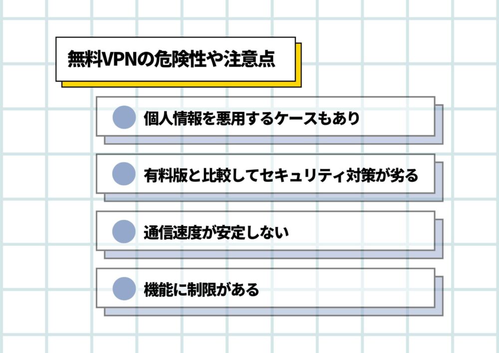 無料VPN　危険性　注意点